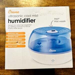 Crane Humidifier Ultrasonic Cool Mist Quiet No Filter Nightlight 360 Degree Mist